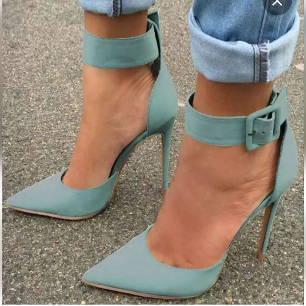 BRAND NEW LINK WOMEN"S FASHION ANKLE STRAP BUCKLE SLIP ON POINTED TOE SHOE